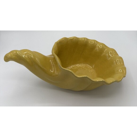 Vintage Frankoma Cornucopia Pottery Desert Gold/Buttercup Glazed Dish 12" #222 - Picture 6 of 14